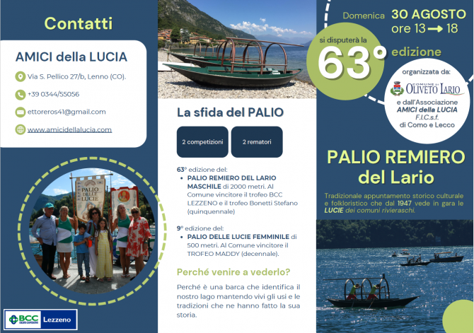 PALIO REMIARO DEL LARIO  2026  A OLIVETO - ONNO - AMICI DELLA LUCIA